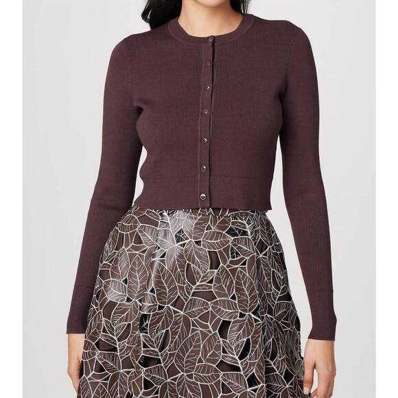 NEW TOCCIN zoe classic cropped cardigan in espresso